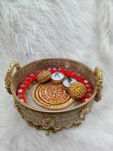 Bandeja Ritual Metálica Hecha a Mano, Plato Decorativo para Compromiso, Juego de Decoración Tradicional para Boda de Novios - Product Image 5