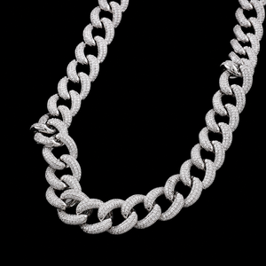 Meilleure collection de chaînes cubaines entièrement serties de diamants Moissanite, style hip-hop, en or blanc personnalisé pour homme, magnifique collection de marque - Product Image 3