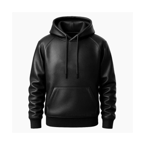 Leather Hoodie Sheepskin Leather <b>Mens</b> Streetwear <b>Pullover</b> Hoodie Genuine Sheepskin Leather <b>Jackets</b> Hoodies - Product Image 4