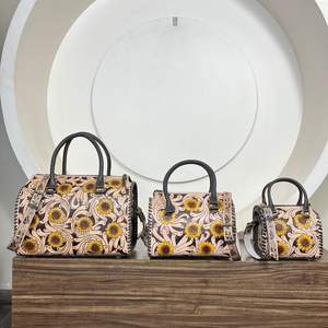 Bolso de Hombro de Cuero Vacuno Hecho a Mano de Gran Capacidad con Diseño de Girasol para Mujer, Estilo Personalizado, de Lujo, para Viaje - Product Image 5