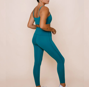 Conjunto de Yoga de Alta Calidad Ecológico para Mujer, Tallas Grandes, Sólido, Elástico en 4 Direcciones, Transpirable, de Secado Rápido, con Logotipo Frontal, 2 Piezas - Product Image 3