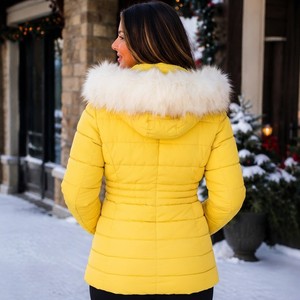Nueva Chaqueta de Invierno para Mujer, Diseño con Capucha, Corte Ajustado, Mezcla de Piel de Zorro, Talla Grande, Chaqueta Corta Acolchada - Product Image 2