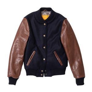 Veste universitaire pour homme en laine 100% véritable et cuir, avec broderie chenille, style baseball, service OEM. - Product Image 1