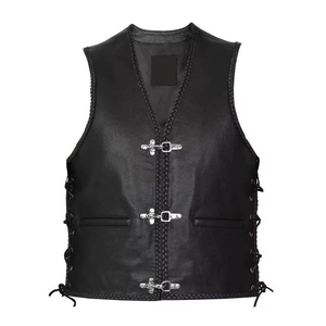 Chalecos de Cuero Genuino sin Mangas para Hombre, Otoño-Invierno, la Mejor Calidad y Material, Chalecos de Cuero para Motocicleta, Chaleco de Cuero Personalizado, MOQ Bajo - Product Image 1