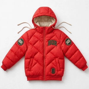 Veste matelassée à capuche HQR noire avec fermeture éclair sur le devant, respirante, coupe-vent, pour l'hiver, unisexe, décontractée, doublure en polaire polyester, veste haute - Product Image 6