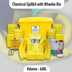 660L Heavy Duty Chemical Spill Kit with Wheelie <b>Bin</b> <b>Large</b> Scale Hazardous Chemical Spill Response and Containment Absorbent Kit - Product Image 2