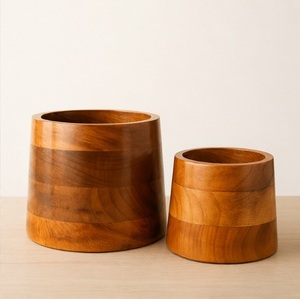 Nuevo Juego de Macetas de Madera de Diseño Moderno, Hechas a Mano con Madera de Mango Sostenible, para Interiores, Escritorio y Sala de Estar - Product Image 4