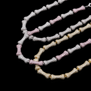 Top High Quality Full Iced Skeleton Bone Shape Moissanite <b>Statement</b> <b>Necklace</b> 925 Silver Micro Pave Hip Hop Unisex Party Jewelry - Product Image 2