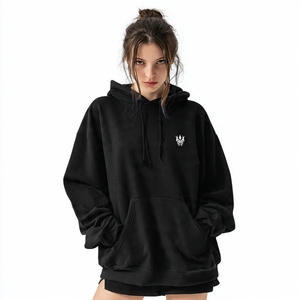 Sweat à capuche ample OEM pour femme, style streetwear hiver, épaules tombantes, 550 GSM, poids lourd - Product Image 6