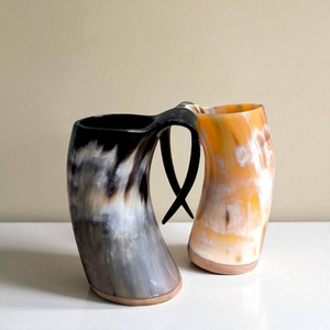 Polished Engraved Horn Mug <b>Set</b> Unique, Handcrafted Drinking Glasses with Beautiful Detailing, Ideal for <b>Whiskey</b> and Cocktails - Product Image 6
