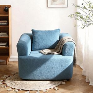 360 Swivel Comfy Single <b>Sofa</b> Teddy Fleece Upholstered High Resilience <b>Sponge</b> Soft Pillow No Assembly Required Bedroom Furniture - Product Image 1