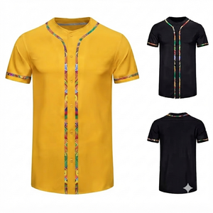 Custom Logo Yellow Unisex Baseball Jersey V-Neck Short Sleeve Mesh <b>Button</b>-<b>Up</b> <b>Shirt</b> Breathable Summer Sports Uniform OEM Service - Product Image 1