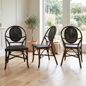 Nouvelle Chaise en Rotin Minimaliste Moderne Classique Noir Vieilli pour la Maison, le Salon, le Restaurant, le Bar, la Salle à Manger, le Jardin, la Terrasse - Product Image 4