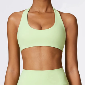 Sujetador Deportivo Negro para Mujer, Cuello Alto, Soporte para Entrenamiento, Top Deportivo de Color Sólido, Estilo Deportivo - Product Image 4