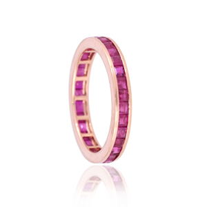 Anillo de Eternidad Cuadrado de Oro Blanco, Amarillo y Rosa de 18K con Esmeralda, Rubí y Zafiro, Joyería Fina con Piedras Preciosas para Aniversario de Bodas, a la Moda - Product Image 2