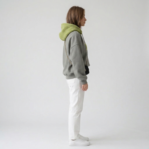 <b>Women</b>’s Oversized Fleece <b>Hoodie</b> Casual Streetwear Sweatshirt with <b>Sherpa</b> Hood Chenille Letter Patch for Wholesale - Product Image 3