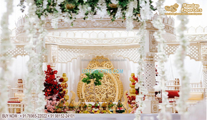 Atractivo interior boda FRP Mandap decoración boda real campanas decoración Mandap configuración indio doble pilar boda Mandap Malasia - Product Image 2