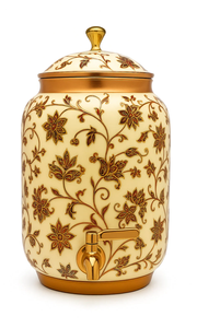 Enamel Printed Traditional Copper Hydration Pot Premium Water Storage Dispenser with Controlled Flow Outlet for Home Dining Use - Product Image 2