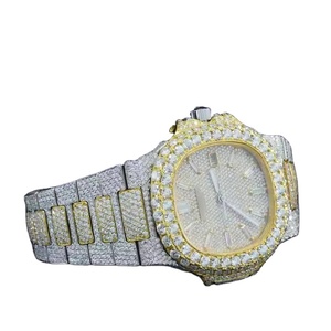 Logotipo personalizado de acero inoxidable clásico de lujo de los hombres Moissanite reloj de cuarzo resistente al agua de cristal de zafiro de moda - Product Image 2