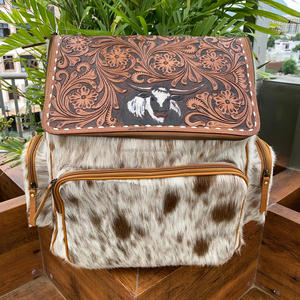 New 2025 High Quality Unisex Fashion Custom Logo <b>Hand</b> Tooled Cowhide Leather <b>Laptop</b> Backpacks Genuine Leather Diaper Backpack - Product Image 4