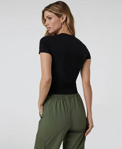 Pantalon cargo décontracté pour femme, taille haute, éco-responsable, respirant, coupe skinny élastique, avec cordon de serrage, poches cargo, devant plat, couleur unie, printemps - Product Image 4