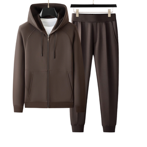 Men's Plus Size Two-Piece Training Jogging Set Casual Workout Hoodie Hood <b>Track</b> <b>Suit</b> for Running Solid Pattern Autumn Season - Product Image 1