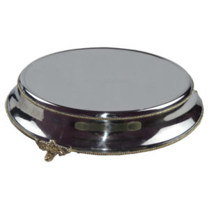 ขาตั้งเค้กโลหะทองเหลืองคุณภาพโรงงาน พร้อมดีไซน์เคลือบเงิน สำหรับจัดวางอาหารบนโต๊ะโรงแรม ใช้ตกแต่งและเสิร์ฟ - Product Image 1