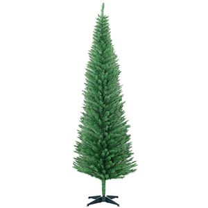 Albero di Natale a forma di matita verde chiaro da 2,1 m con 499 rami realistici e base in plastica, decorato per Natale - Product Image 1