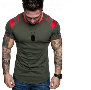 T-shirts pour hommes 2024 de haute qualité, coupe ajustée, style streetwear, ourlet incurvé, panneau sur l'épaule, 100% coton, hip-hop, extensibles, tendance, grandes tailles - Product Image 2