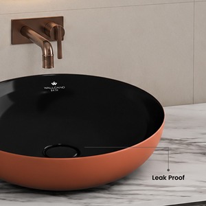Wallcano Bath Modern Wall-Hung Ceramic Wash <b>Basin</b> 9L Capacity Easy Clean Slim Design Polished Finish 14" L X 19" W X 6" H 10 KG - Product Image 2
