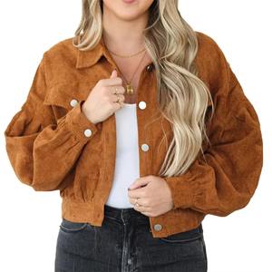 Chaqueta de pana de algodón transpirable personalizada para mujer, manga larga, otoño invierno, suave, cálida, informal, ropa exterior, OEM, marca privada, venta al por mayor - Product Image 5