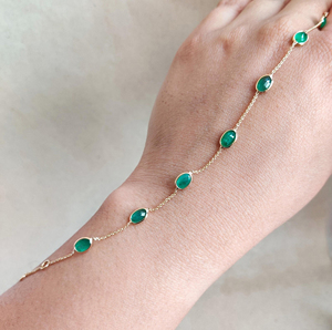 Best Selling Trendy Natural Emerald <b>Gemstone</b> Bezel 925 Silver 18k Gold Plated Chain Adjustable Wedding Gift Women Charm <b>Bracelet</b> - Product Image 3