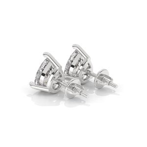 Pendientes de Diamante Solitario en Oro Sólido de 18K, Diamante Blanco Corte Pera Cultivado en Laboratorio, Tres Puntas, Minimalistas, Color D, Modernos para Mujer - Product Image 3