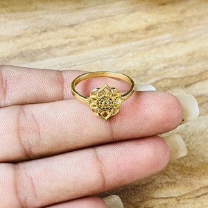 Premium Look Bohemian Floral <b>Ring</b> <b>Dainty</b> Brass <b>Ring</b> For Women 18k Gold Plated Mandala Band Tribal Flower Jewelry For Wholesale - Product Image 2