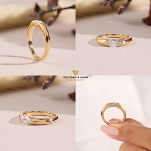 Anillo de Oro Sólido de 14K con Diamante Cultivado en Laboratorio CVD Certificado por IGI, Corte Marquesa, Color D, Claridad VVS2, 1.00 Quilates, Engaste Solitario en Bisel para Mujer - Product Image 5