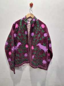 Winter Multicolor Suzani Embroidered <b>Velvet</b> ODM <b>Jacket</b> <b>Women</b> Breathable Handcrafted Artisan Custom Made - Product Image 1
