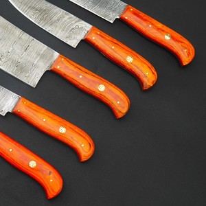 Ensemble de couteaux de chef en acier damas forgé CustomForge, 5 pièces, faits à la main, ambidextres, couteaux de cuisine professionnels, tranchants et durables - Product Image 4