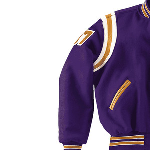 Veste universitaire élégante, style urbain, en mélange de laine, avec patchs personnalisés, OEM ODM, vente en gros, fabricant grossiste - Product Image 2