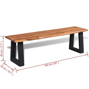 Panca in legno massello di Acacia per soggiorno 63 \ "di lunghezza - Product Image 6