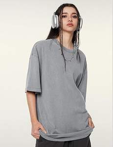 Camisetas Unisex Oversize de Algodón con Lavado Ácido y Estampado de Logo, Estilo Jersey Holgado para Verano, Tops Vintage Streetwear - Product Image 5