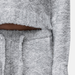 Sudadera Corta con Capucha de Forro Polar Gris para Mujer, con Bolsillos, Estilo Casual para Otoño - Product Image 4
