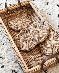 Multi Purpose Rattan Coaster Perfect For Dining Rooms Kitchens And Outdoor <b>Patios</b> Adding A Warm And Organic Touch To The Setting - Product Image 4
