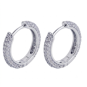 Maimang Factory Custom Fine 925 <b>Sterling</b> <b>Silver</b> 14K 18K Gold Plated Geometric Diamond Pave IGI Certified Trendy <b>Huggie</b> <b>Earrings</b> - Product Image 2