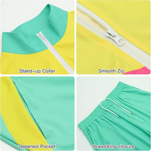 <b>Retro</b> Colorblock Windbreaker <b>Tracksuit</b> Men Neon Green Yellow Pink Jogger Set Full Zip Sportswear - Product Image 5