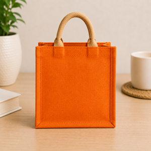 AMANI <b>Custom</b> Printed Small Orange Jute Eco-Friendly <b>Foldable</b> Mini Tote <b>Bag</b> Reusable <b>Shopping</b> Travel Packaging Wholesale - Product Image 6