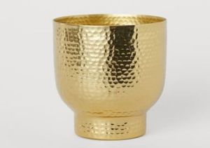 Modern Brass <b>Flower</b> Stands Set of Two Minimalist Design Indoor Planters Circular Pattern Gold Finish - Product Image 3