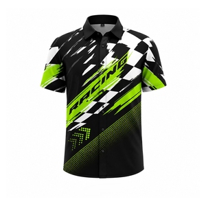 Chemises de course personnalisées à séchage rapide, boutonnées, avec logos pour équipe de pit crew F1, avec texte et design de couleur personnalisables - Product Image 1