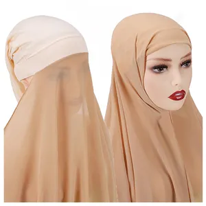 Solid Women's Muslin Hijab Jersey Head Scarf Plain Under Scarf Muslim Turban Shawl Scarf Islamic Turban Head Wraps Accessories