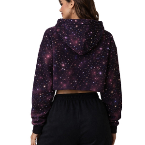 Sudadera con capucha de punto lavada con pedrería integral personalizada, estilo moderno, con estampado cosmético sublimado, tipo crop top, con pedrería, USA - Product Image 6