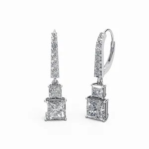 Pendientes de Aro Redondos y con Diamantes Lumina de Princesa Marina en Oro Blanco de 18K con Diamantes Creados en Laboratorio para Boda y Compromiso - Product Image 3